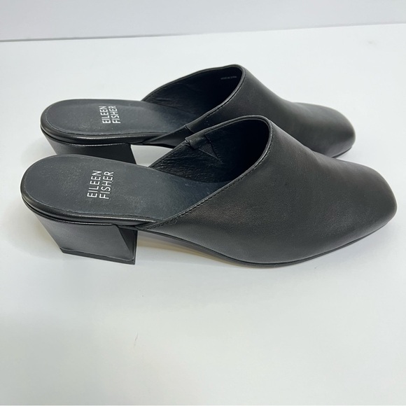 Eileen Fisher Nappa Leather Black Slip-On Mules size 7.5 - Picture 3 of 15